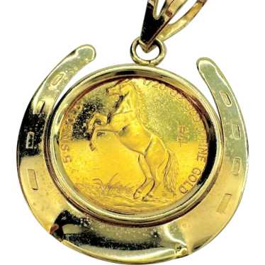 1990 Singapore 1/20 oz Gold 5 Singold Horse in 14K