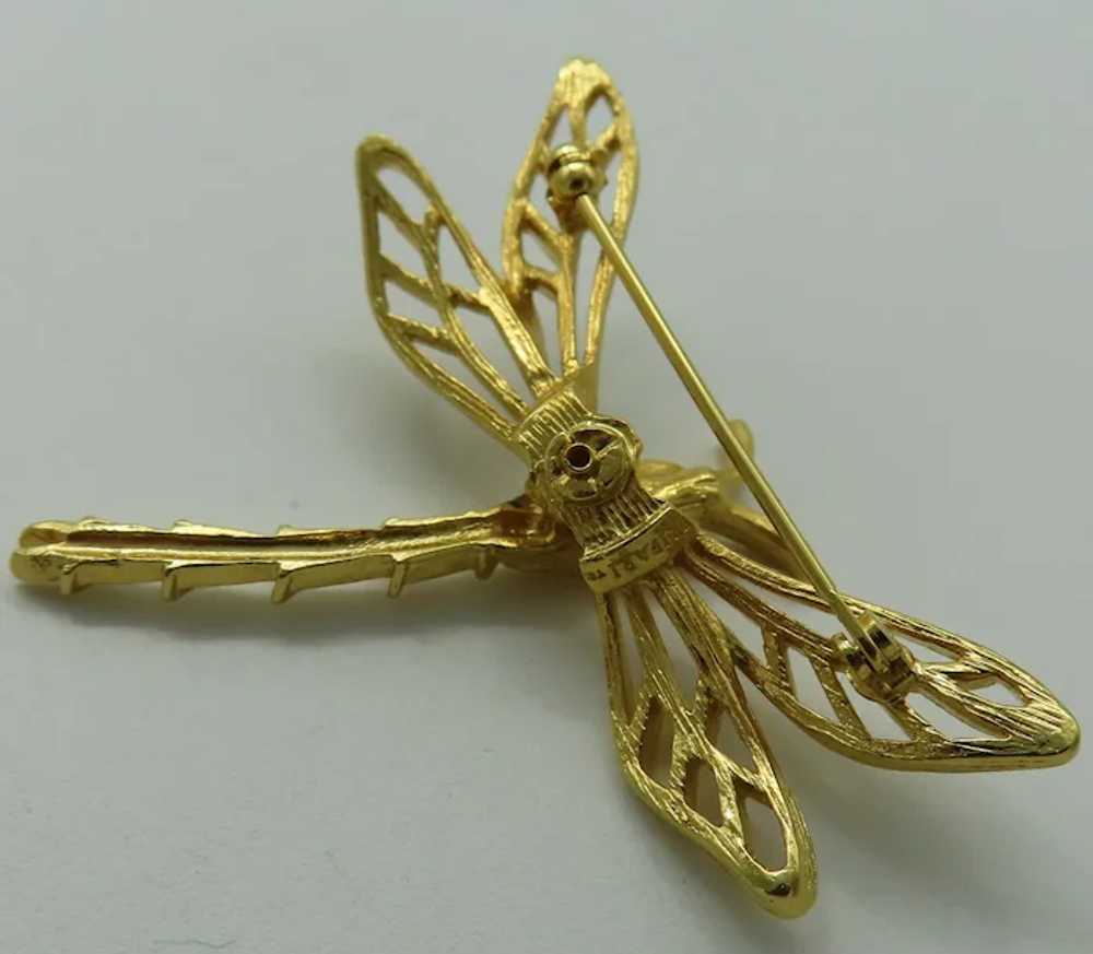 Trifari TM Dragonfly Trembler Brooch Gold tone - image 6