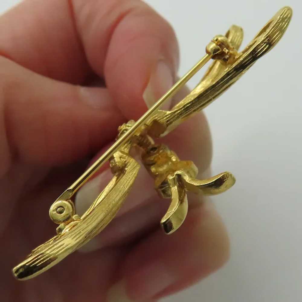 Trifari TM Dragonfly Trembler Brooch Gold tone - image 7