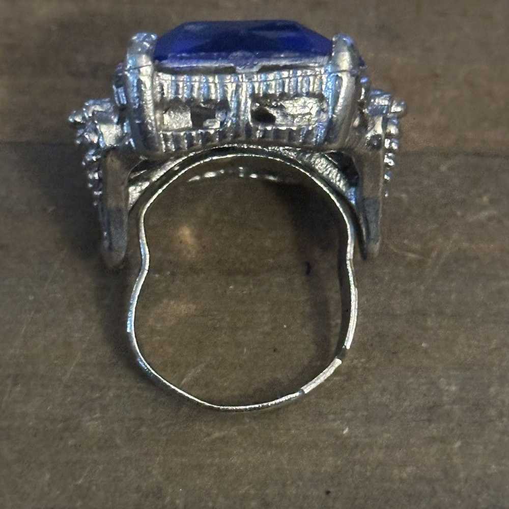 Vintage Vintage large blue gemstone cocktail ring - image 3