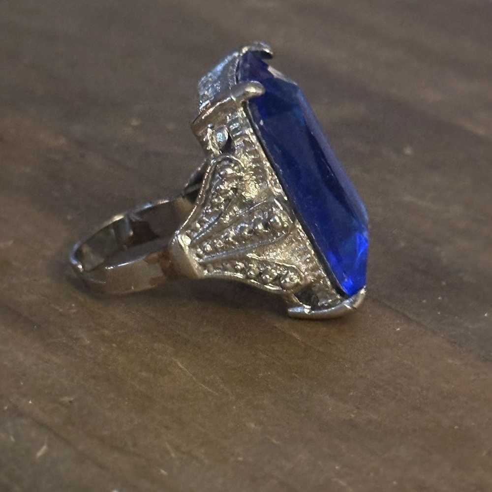 Vintage Vintage large blue gemstone cocktail ring - image 8