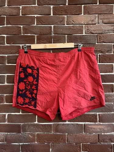 Nike Vintage 90s Swoosh Shorts Rare Red Red Stree… - image 1