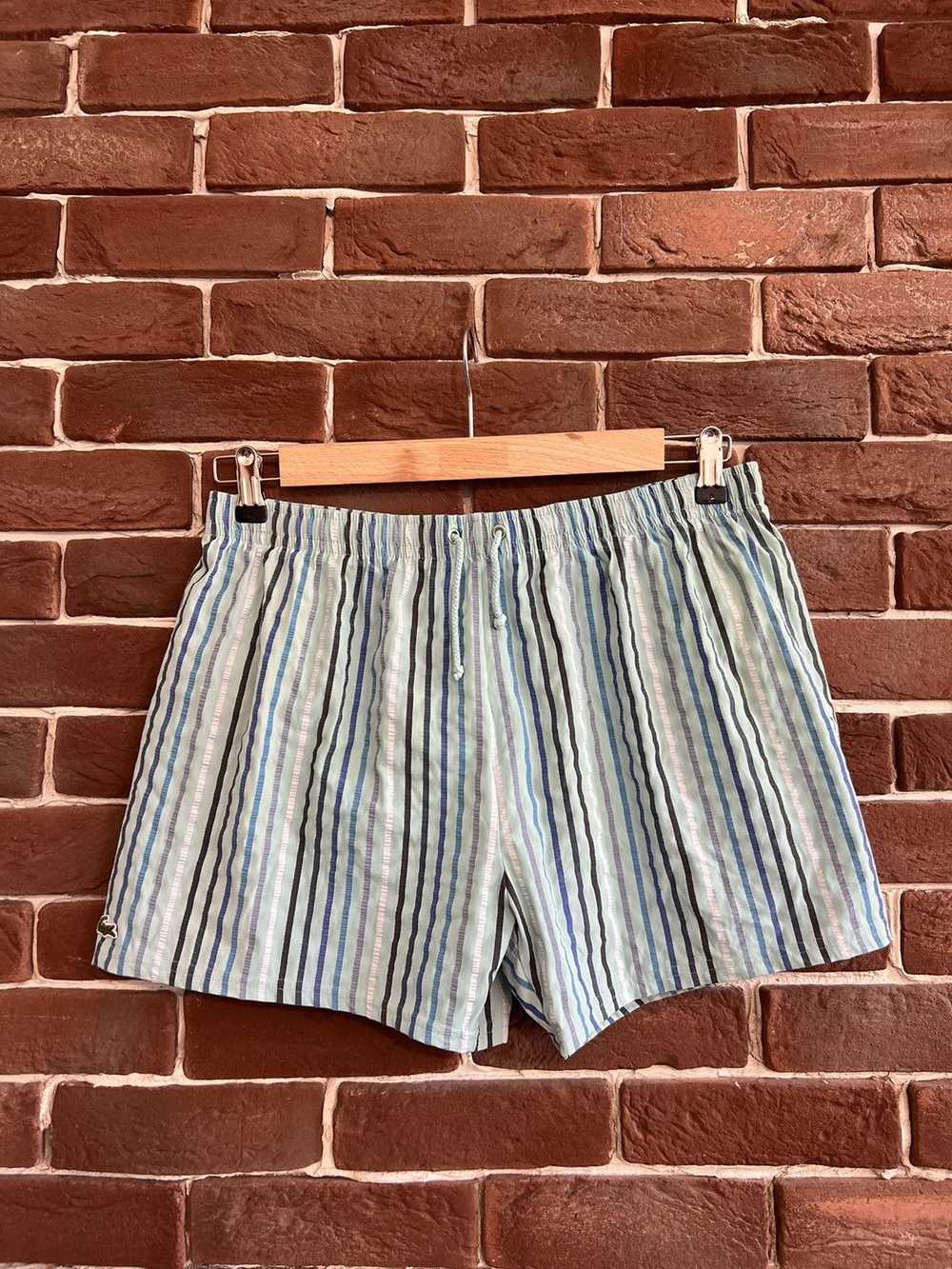 Lacoste 90s Vintage Swim Shorts Striped 7 Sportsw… - image 1