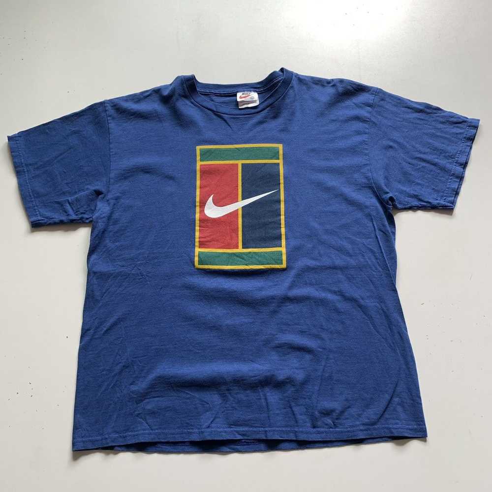 Vintage 1990s Nike Swoosh Tennis Graphic T Shirt … - image 1