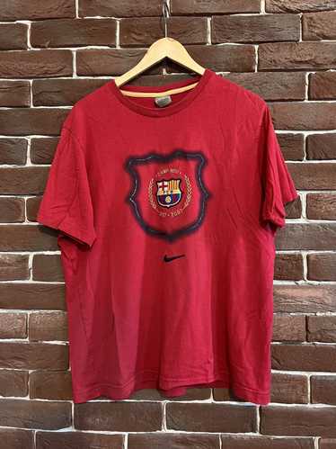 Rare Vintage FC Barcelona 00s Red Messi Nike Swoos