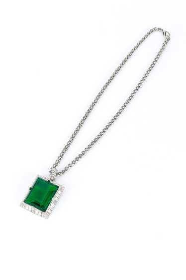 KENNETH JAY LANE Art Deco Emerald Pendant Necklace