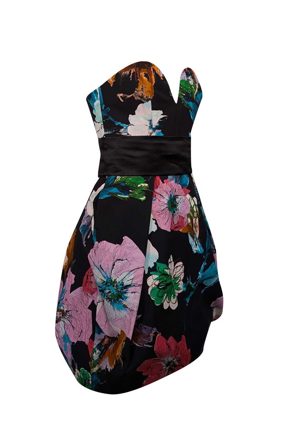 Milly - Black & Multi Color Floral Strapless Dres… - image 2