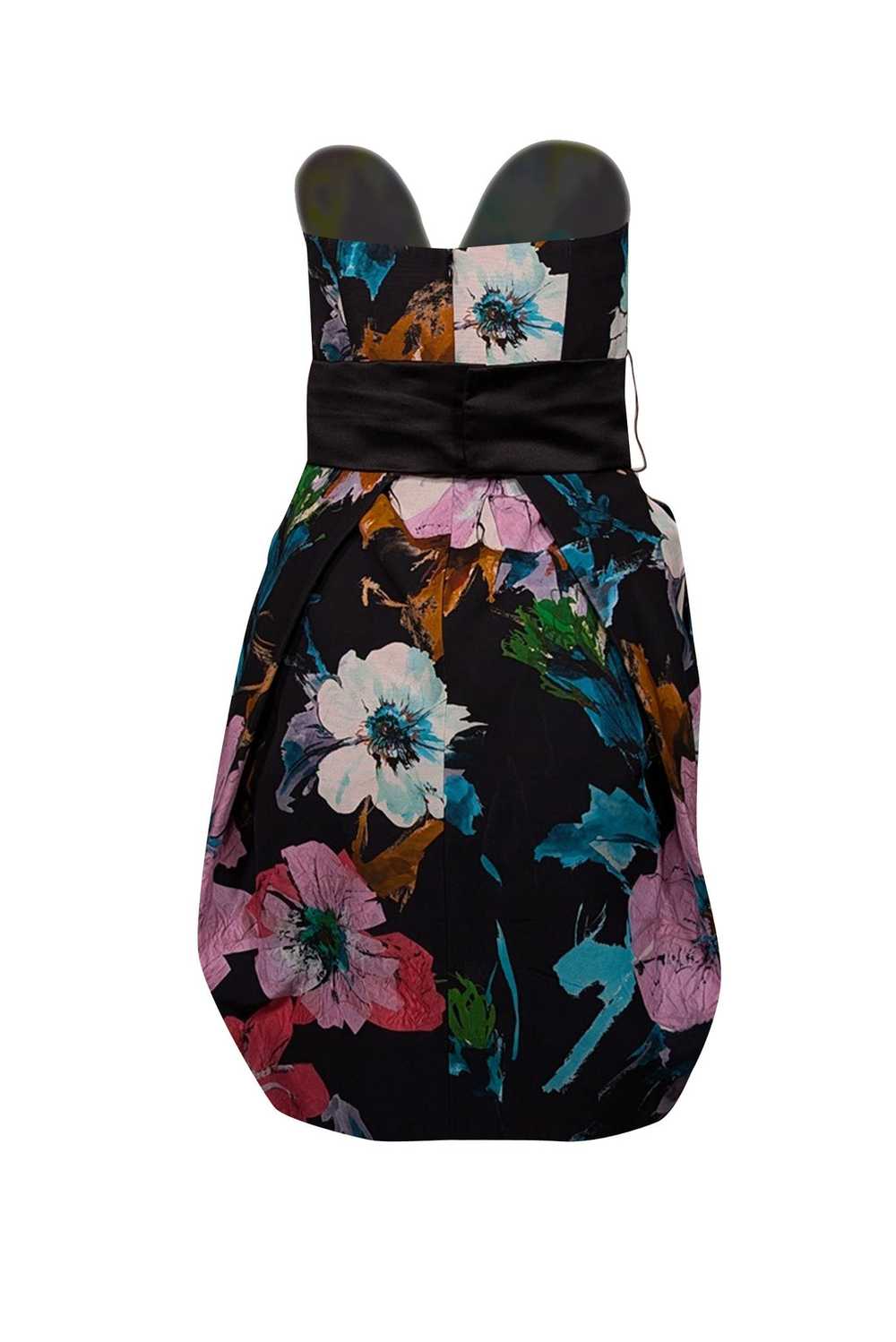 Milly - Black & Multi Color Floral Strapless Dres… - image 3