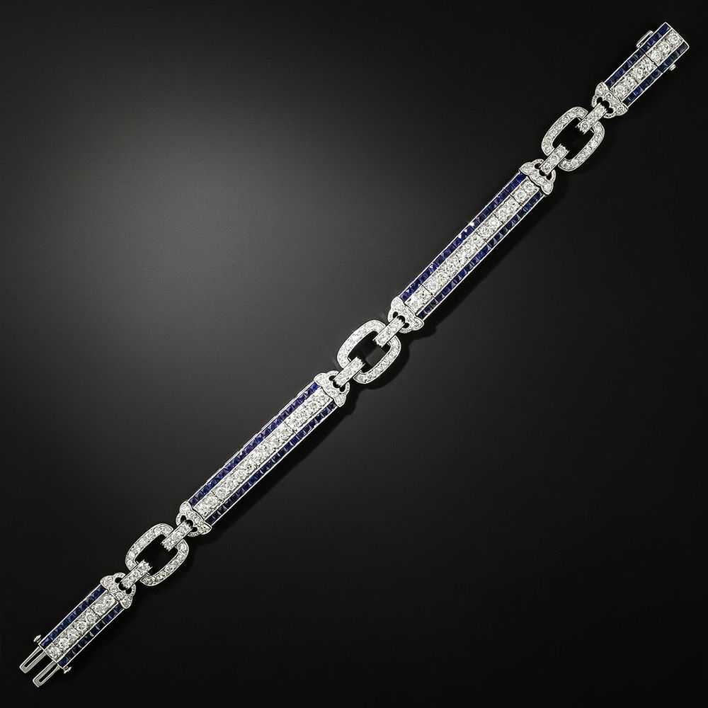 Oscar Heyman Art Deco Diamond and Sapphire Bracel… - image 1