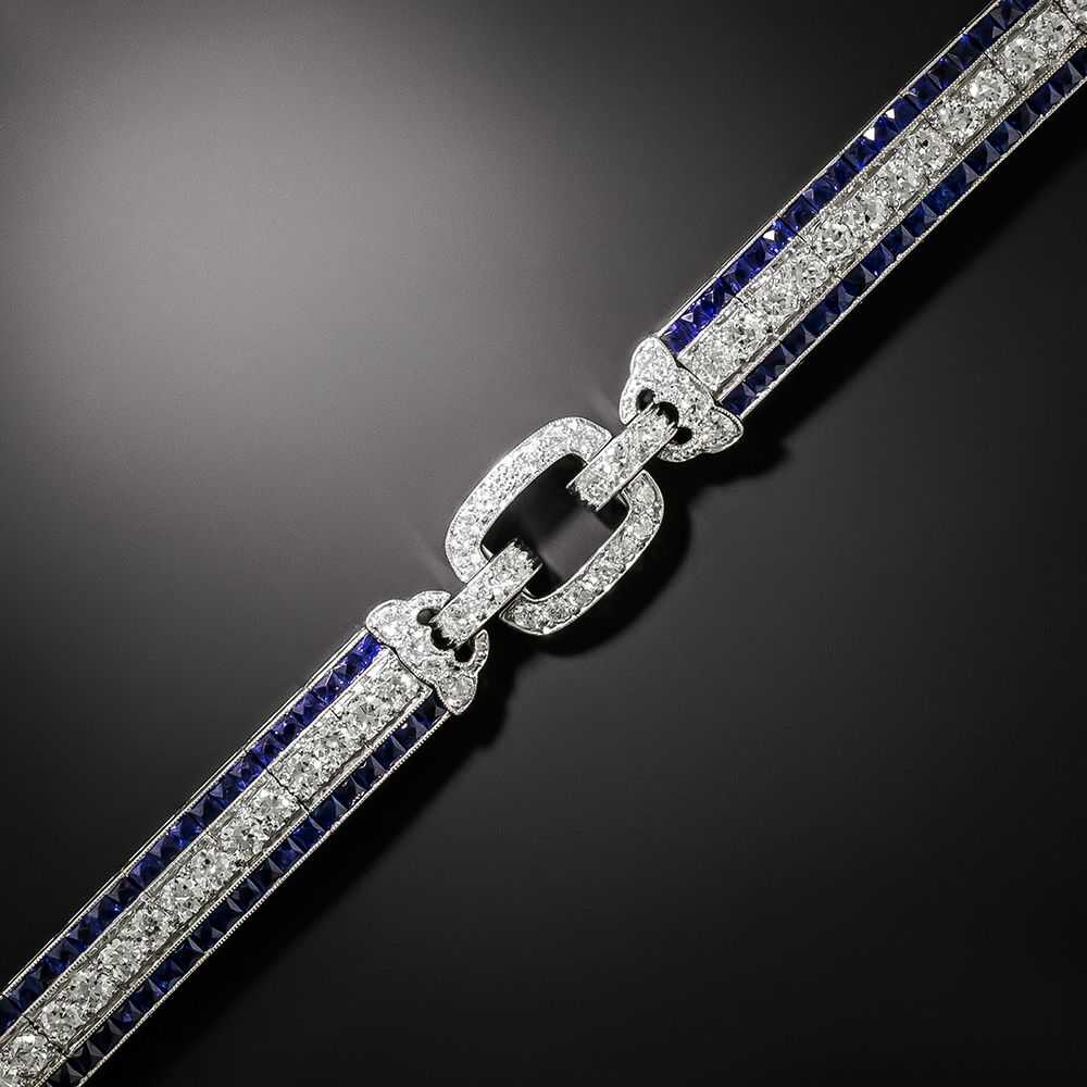 Oscar Heyman Art Deco Diamond and Sapphire Bracel… - image 2