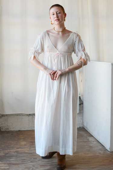 Antique Crochet Cotton Ribbon Nightdress - image 1