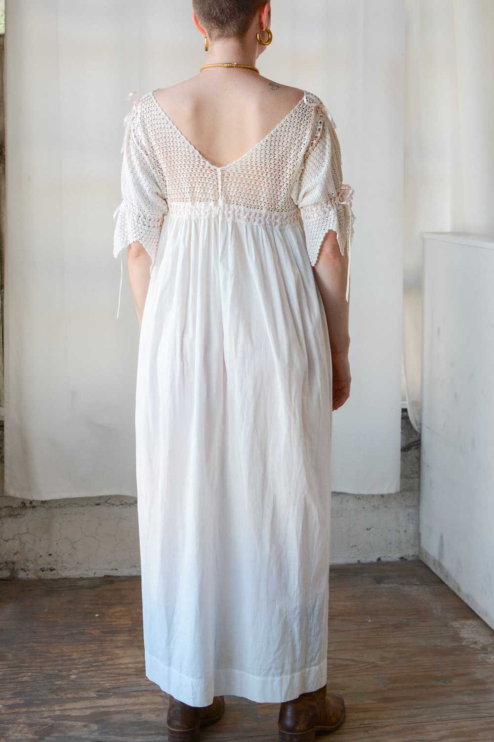 Antique Crochet Cotton Ribbon Nightdress - image 3