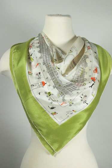 Edwardian London novelty print silk scarf 1960s