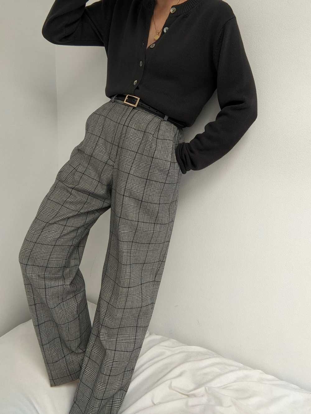 Vintage Plaid Wool Trousers - image 4