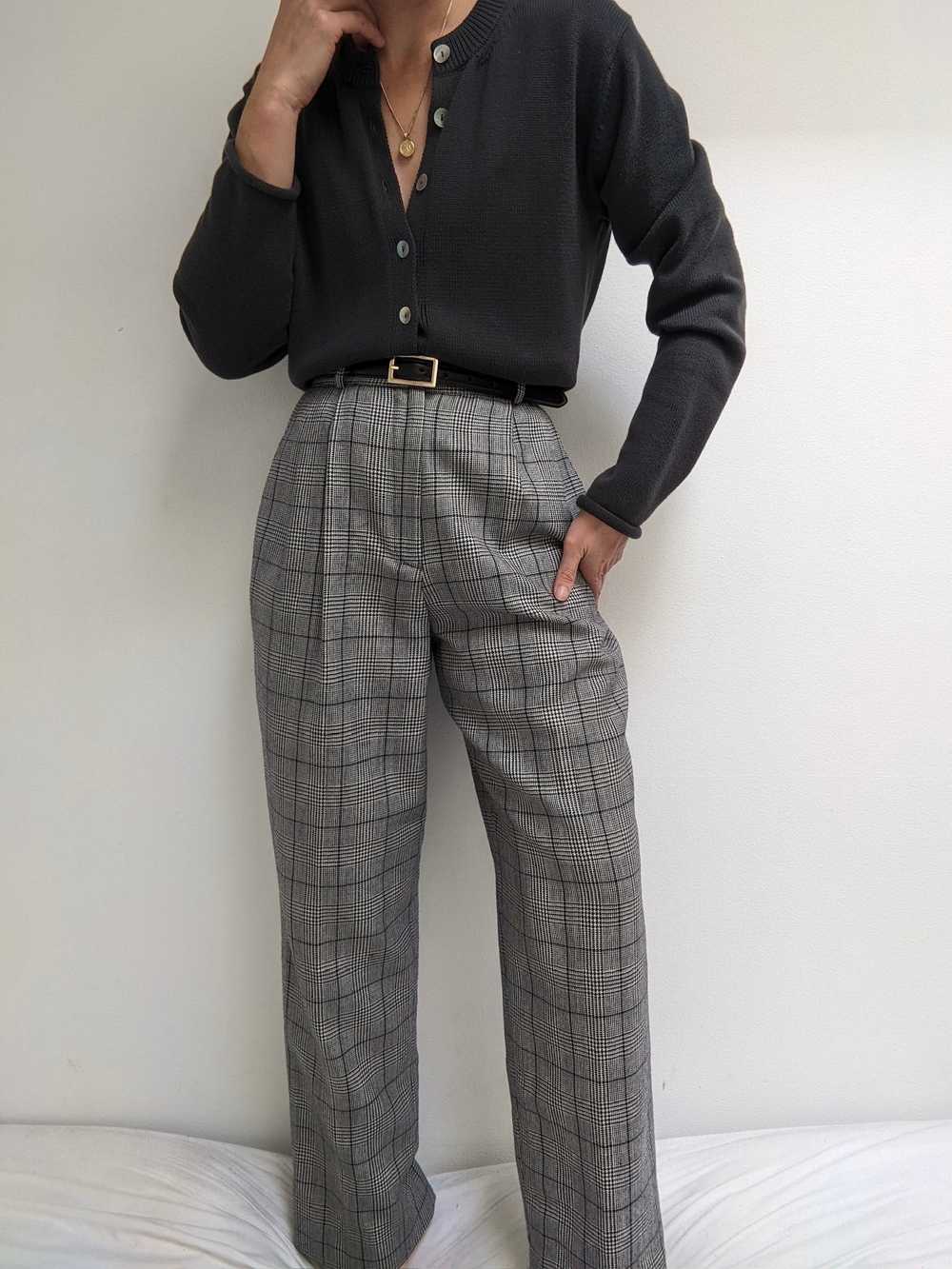 Vintage Plaid Wool Trousers - image 5