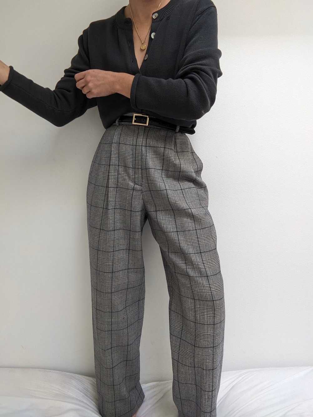 Vintage Plaid Wool Trousers - image 6