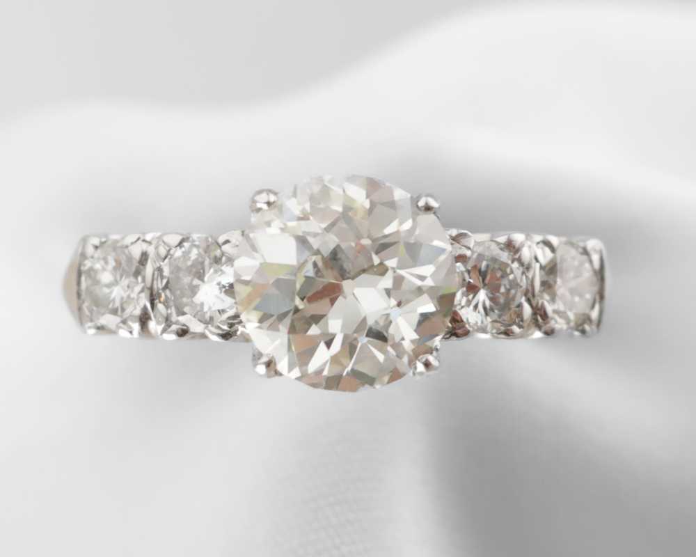 Midcentury Diamond & Platinum Engagement Ring - image 1