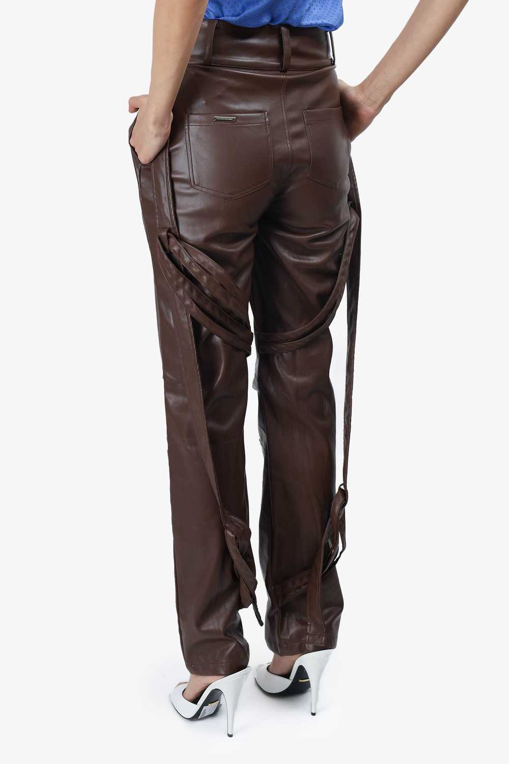 Maniere De Voir Brown Faux Leather Pants Size 0 - image 4