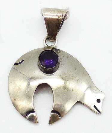 Ray Bennett Navajo Sterling Bear Pendant