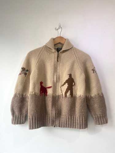 Vintage Ralph Lauren Hunting Scene Knit Cardigan