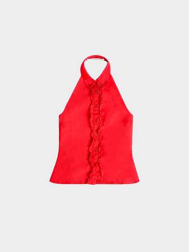 Miu Miu SS 1999 Red Ruffled Halter Neck Top