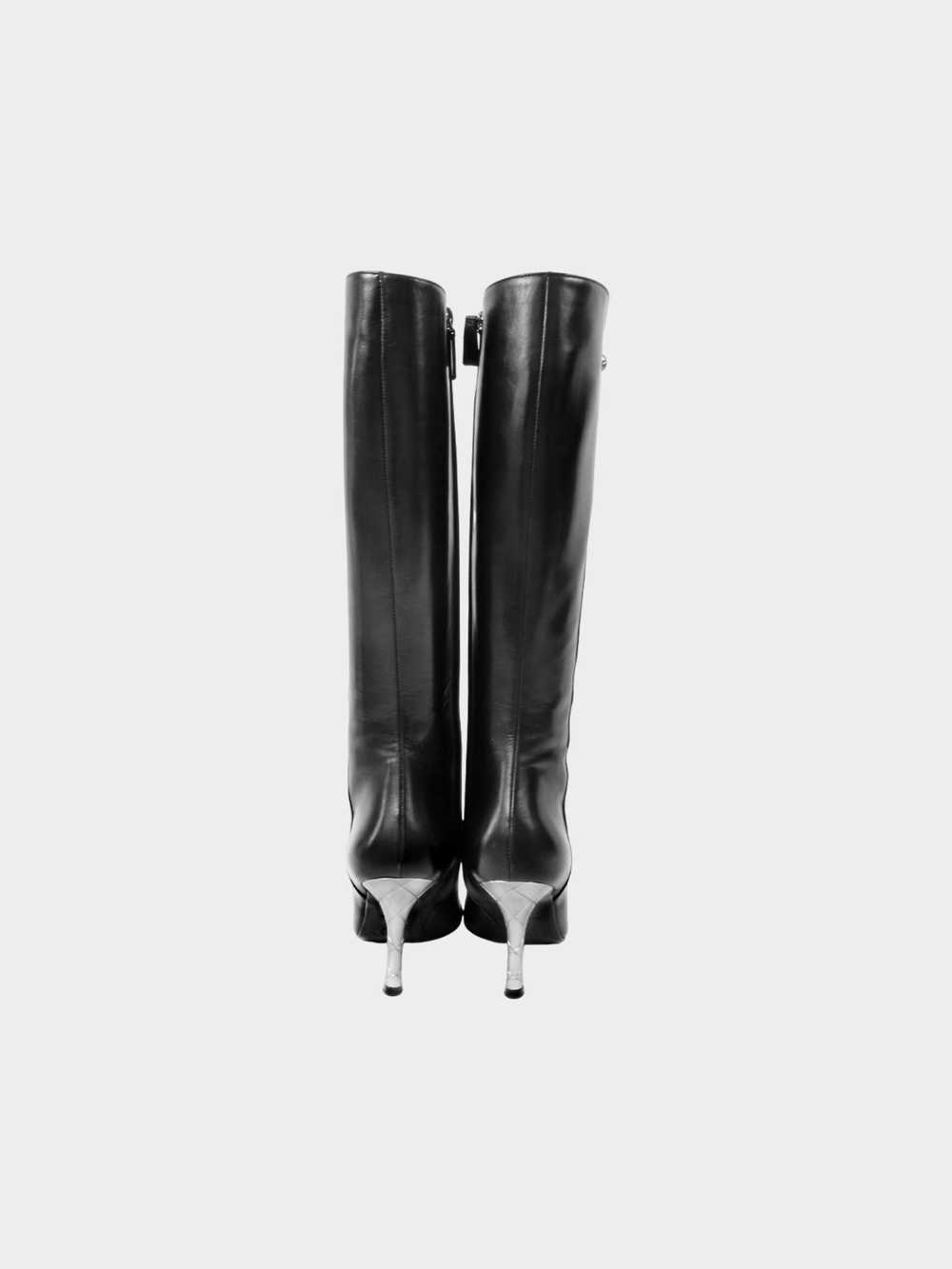 Chanel 2010s Black Leather Pointed Long Boots - image 3