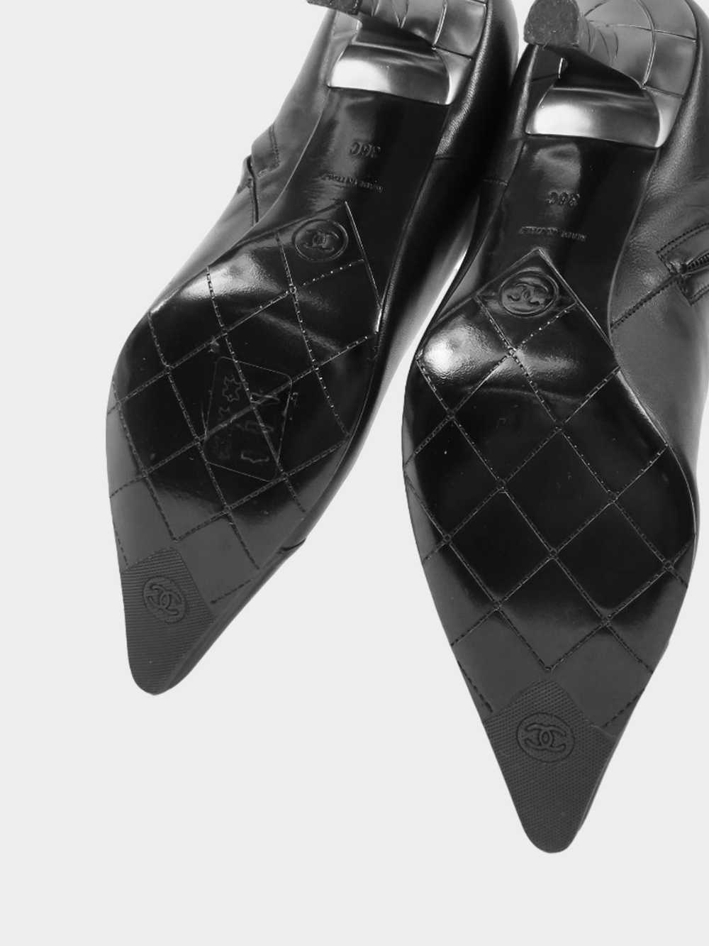 Chanel 2010s Black Leather Pointed Long Boots - image 7