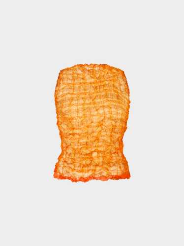 Issey Miyake 1990s Orange and Gold Checkered Pleat