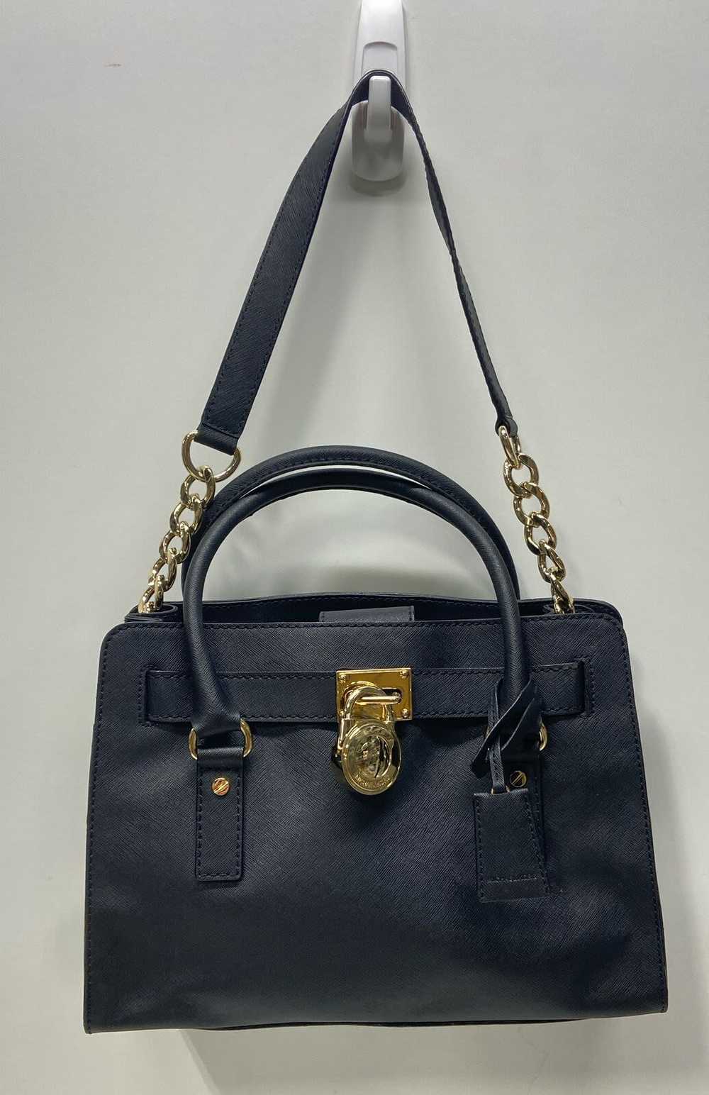 Michael Kors Saffiano Black Leather Satchel/Top H… - image 1