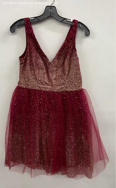 Maniju Burgundy/Gold Ballerina Skater Dress - Size