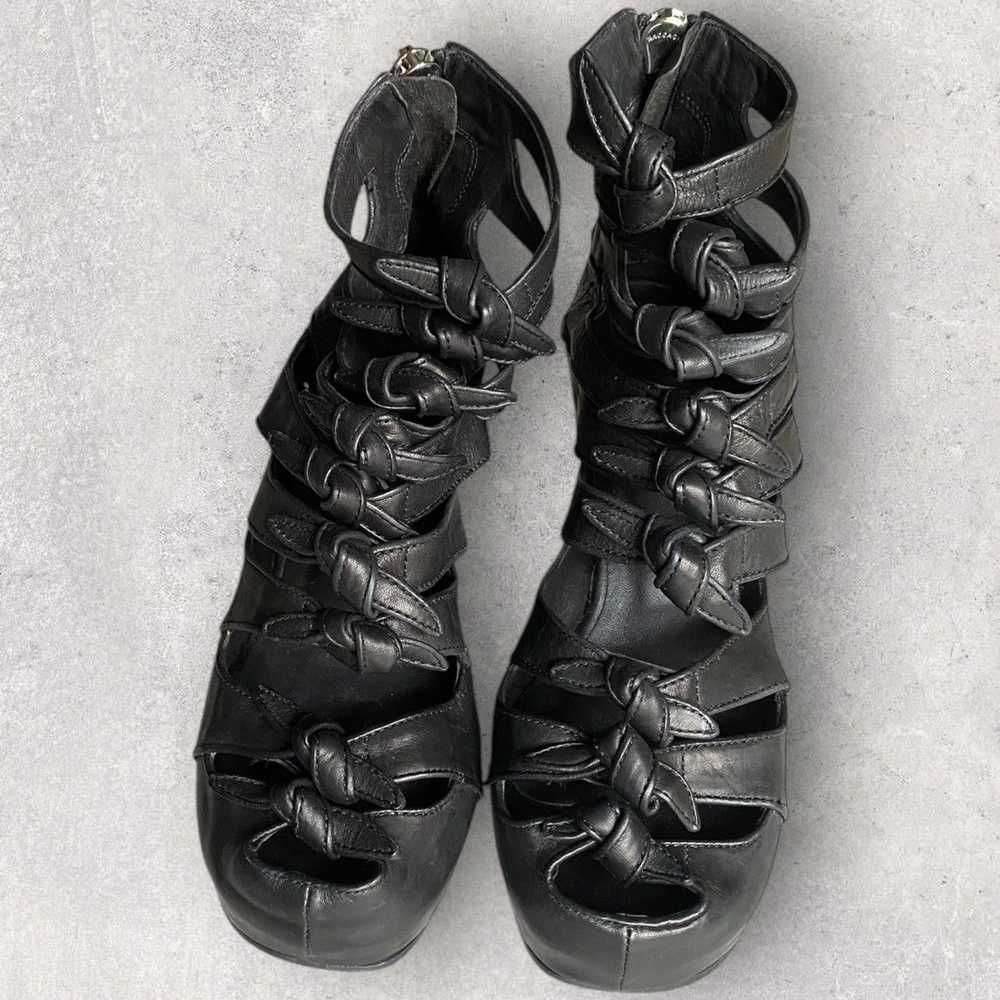 Rick Owens SS 2001 Black Bow Knotted Tie Leather … - image 2