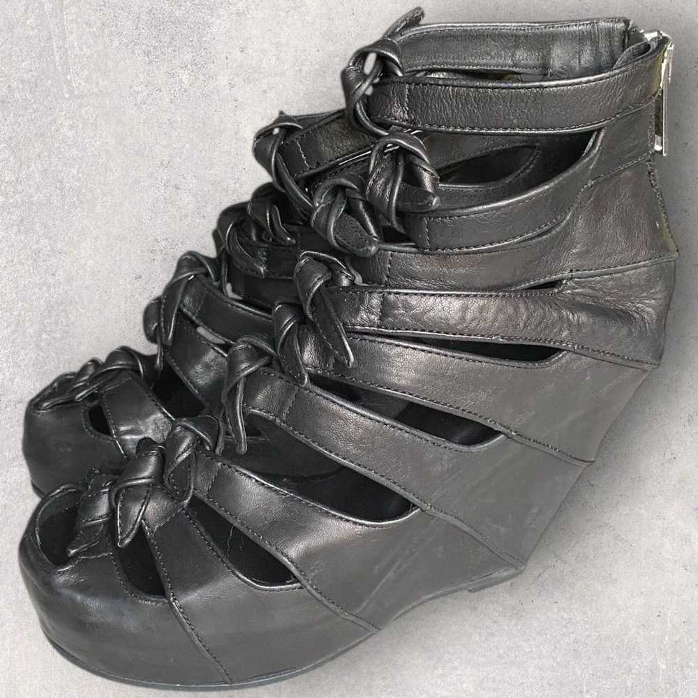 Rick Owens SS 2001 Black Bow Knotted Tie Leather … - image 4