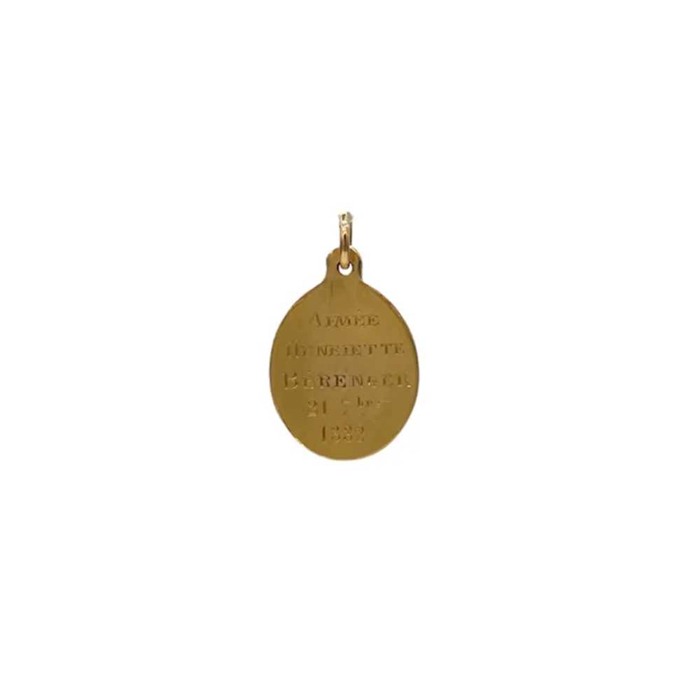 Antique French 18k Gold Miraculous Medal Charm Da… - image 3