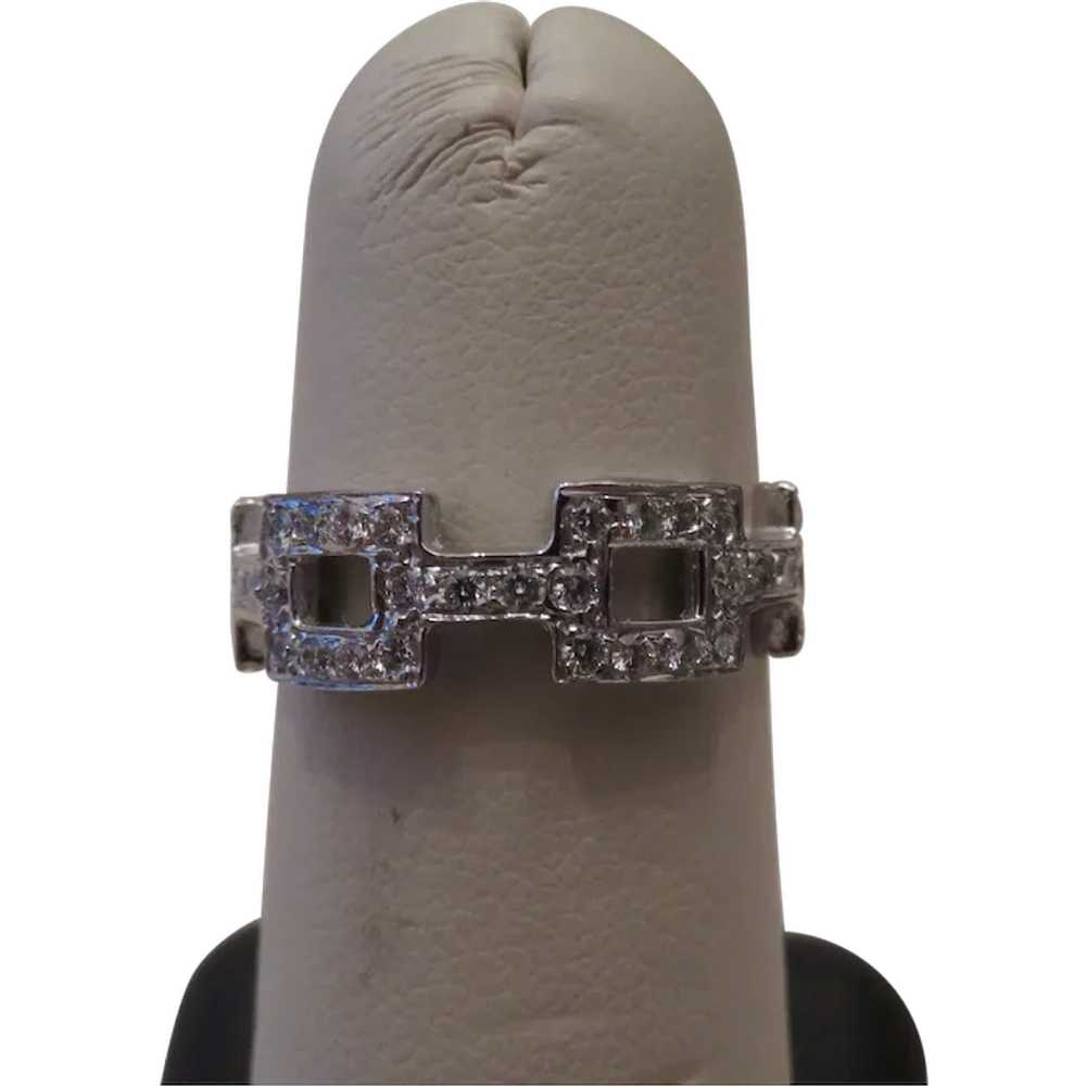 18k white gold pave diamond LINK design band ring - image 1