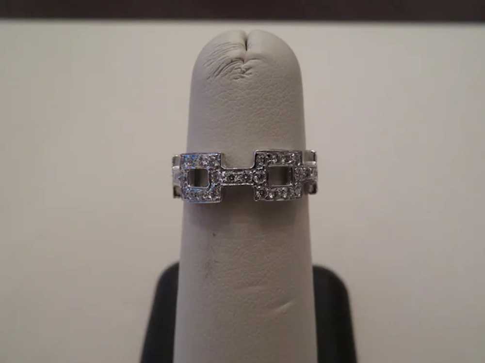 18k white gold pave diamond LINK design band ring - image 2