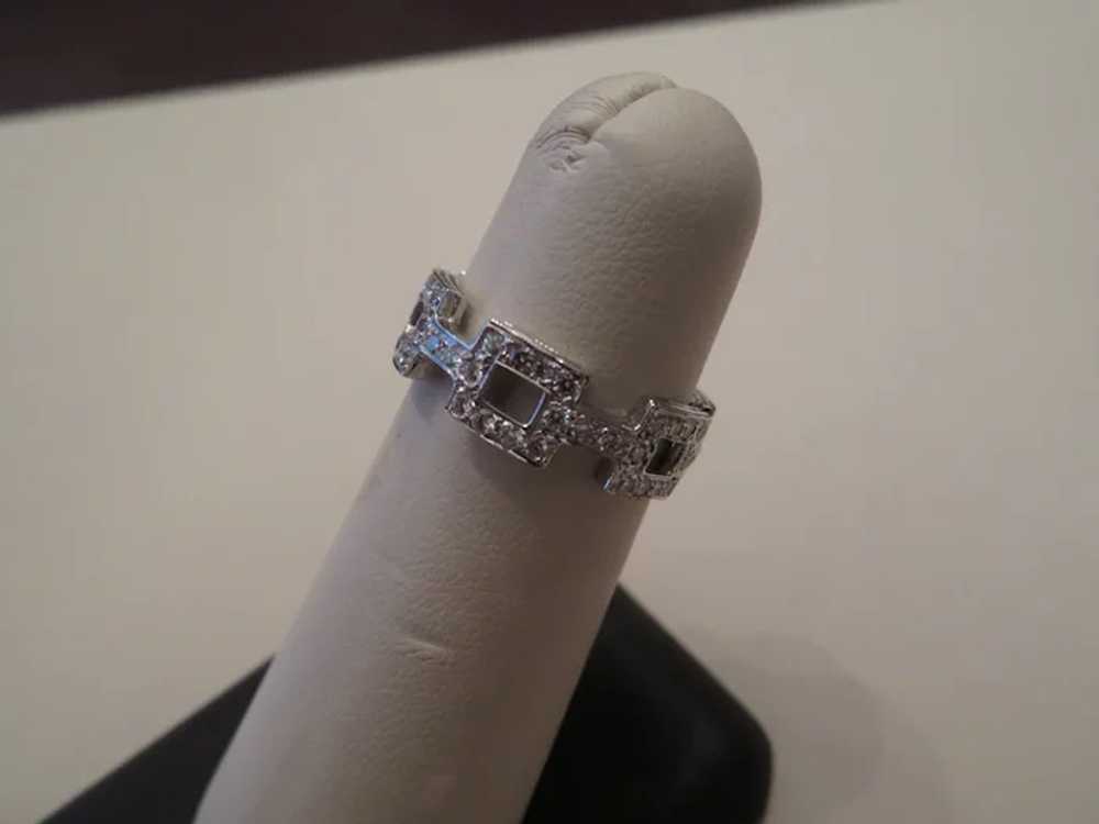 18k white gold pave diamond LINK design band ring - image 3