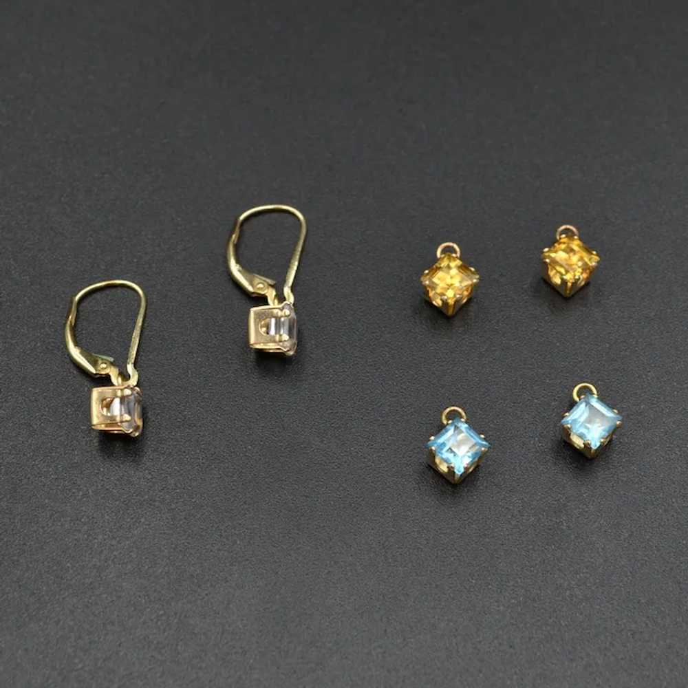 Vintage 14k Gold and White Topaz, Blue Topaz and … - image 4