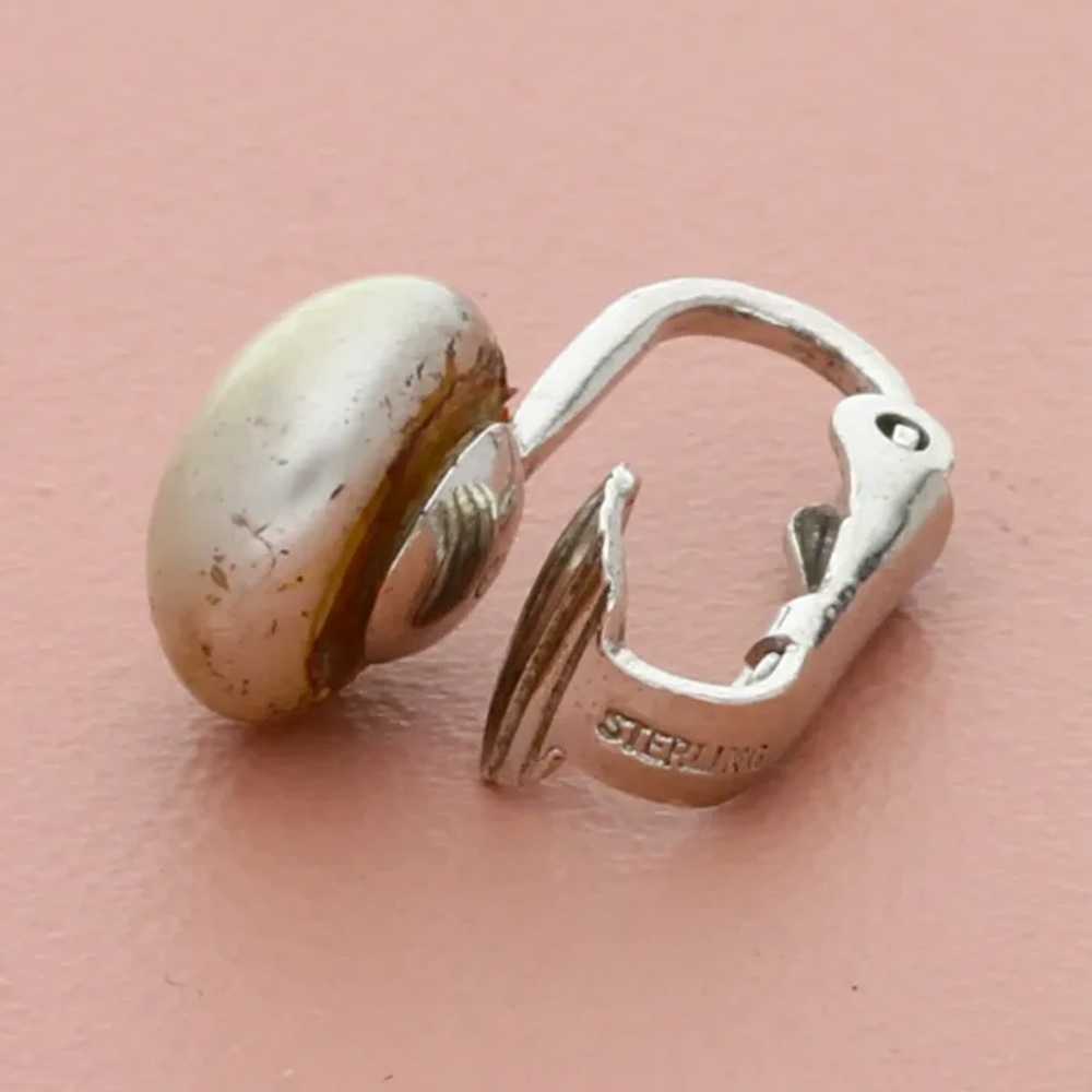 Sterling Silver Vintage Faux Pearl Clip-On Earrin… - image 3