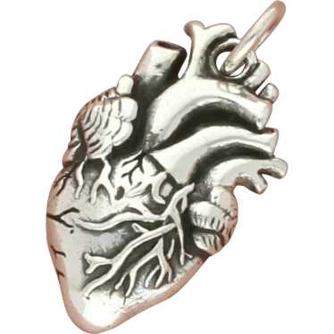 Sterling Silver Vintage Anatomical Human Heart Cha