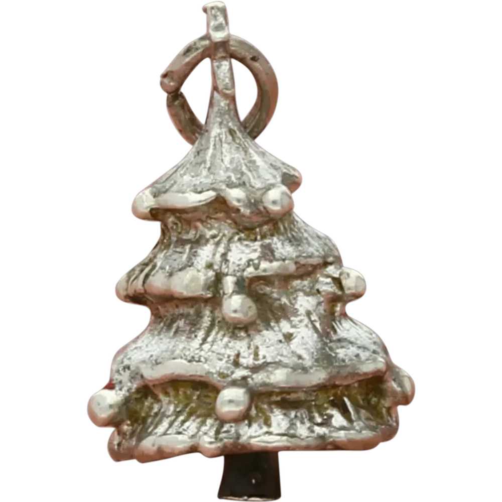 Sterling Silver Vintage 3D Christmas Tree Charm - image 1