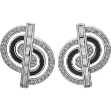 Vintage Givenchy Art Deco Geometric Earrings Stat… - image 1