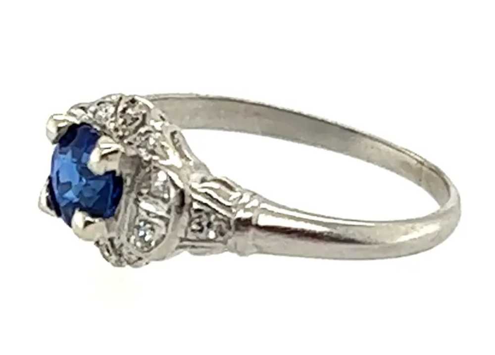 Art Deco Sapphire Ring .80ct Single Cut Diamonds … - image 3