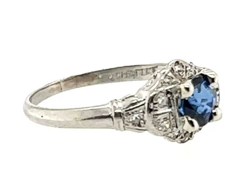 Art Deco Sapphire Ring .80ct Single Cut Diamonds … - image 4