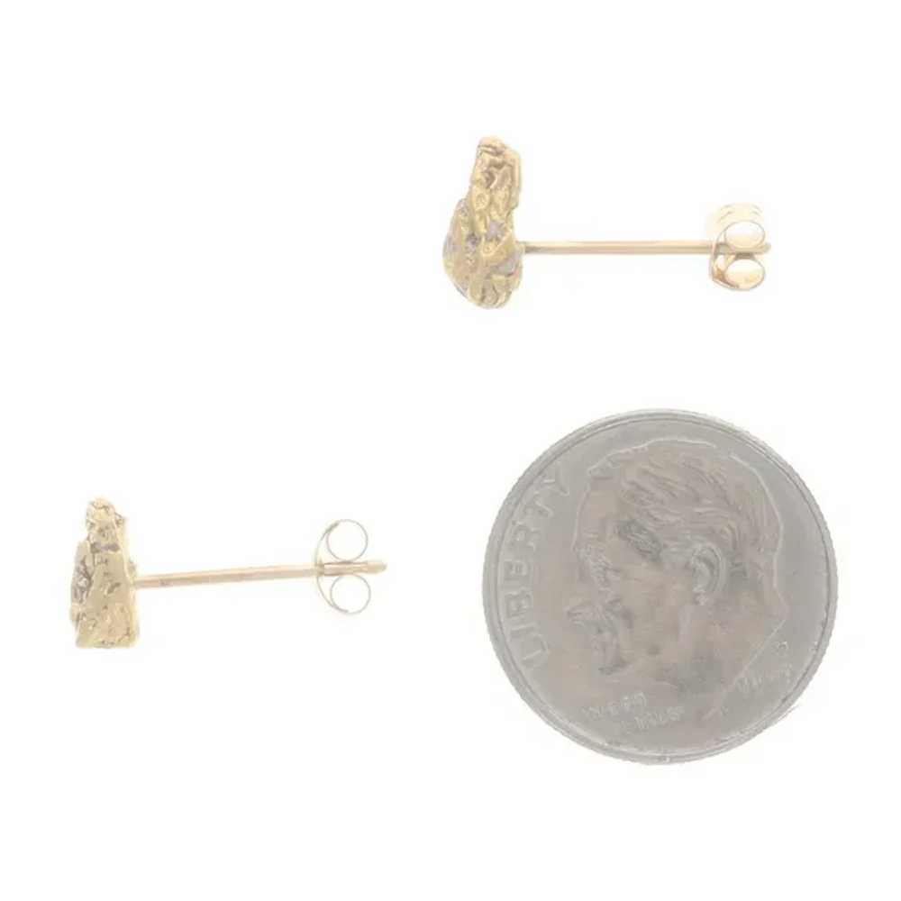 Yellow Gold Natural Gold Nugget Stud Earrings - 1… - image 3