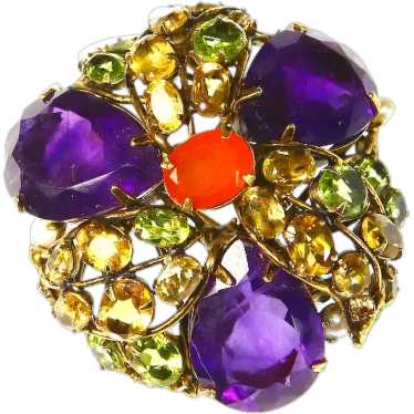 C and D Jewelry Brooch – Semiprecious Stones – Ame