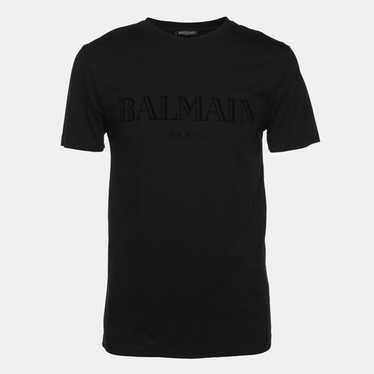 Tシャツ・カットソー BALMAIN SS25 'Balmain Vintage' T-shirt (EH1EF000GD84 EAD) T-shirt with vintage gel Balmain logo black black - Men