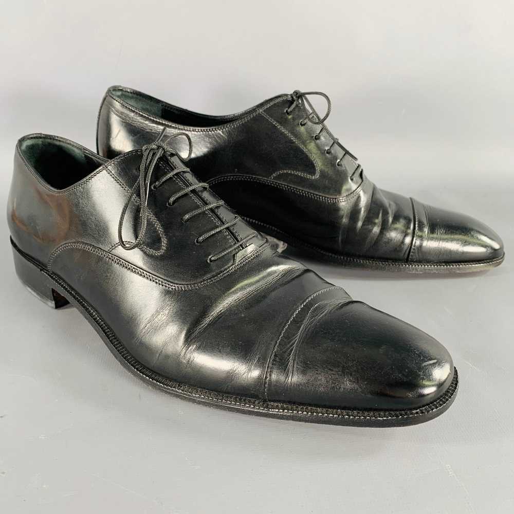 Salvatore Ferragamo Black Leather Cap Toe LaceUp … - image 1