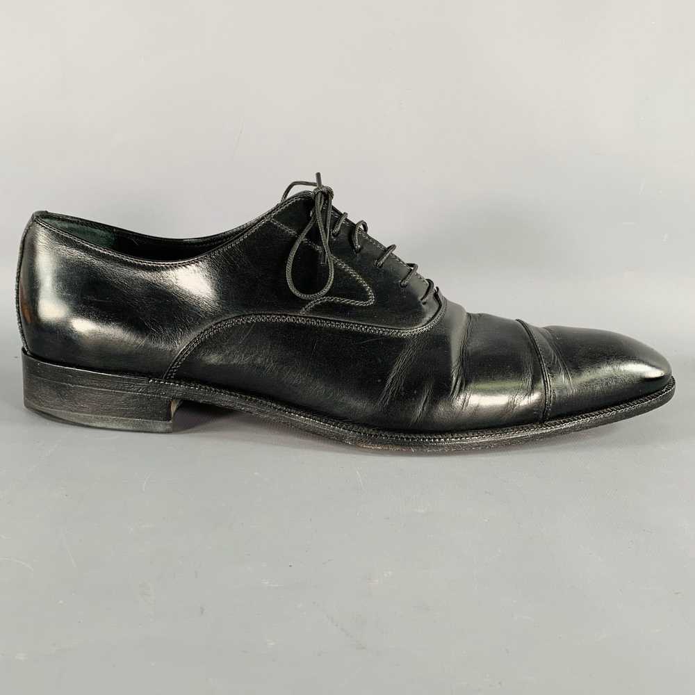 Salvatore Ferragamo Black Leather Cap Toe LaceUp … - image 2