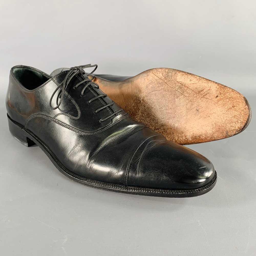 Salvatore Ferragamo Black Leather Cap Toe LaceUp … - image 5