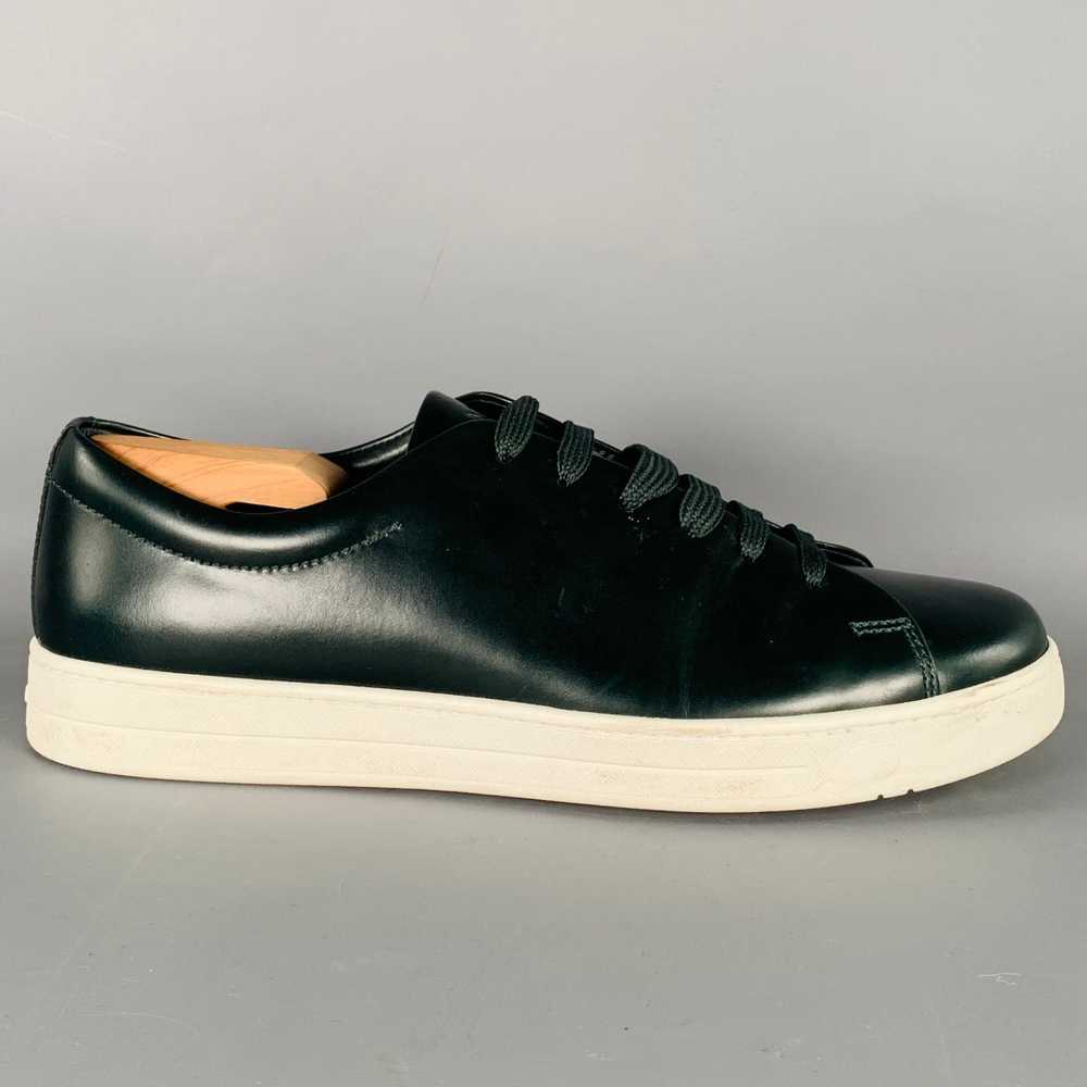 Prada Green White Leather Low Top Sneakers - image 2